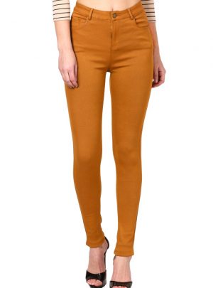 Jean chupin color mostaza Tiro alto