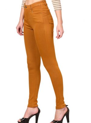 Jean chupin color mostaza Tiro alto