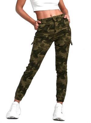 Jean Cargo camuflado con puño abajo Tiro alto. Inquieta CH600