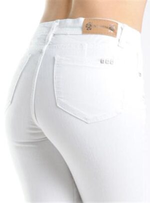 Jean Mujer Chupin Blanco roturas Tiro Alto