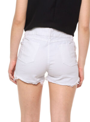 Short de jean mom blanco roturas Tiro alto. Inquieta. SH189.