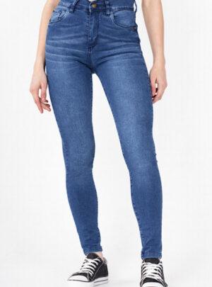 Jean mujer chupin costura azul tiro alto Inquieta