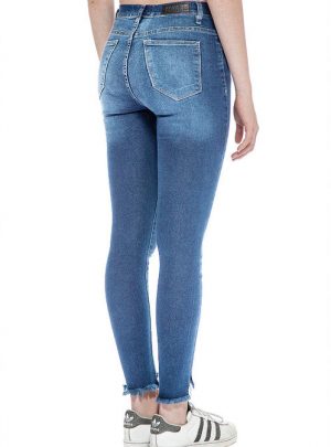 Jean azul bota irregular localizado chupin Inquieta. CH632