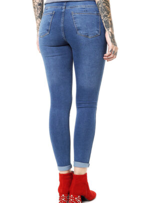 Jean chupin azul bigotes Tiro Alto. Inquieta CH624