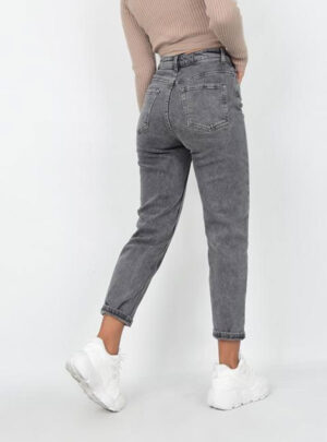 Jean mom gris tiro alto Inquieta. MOM633