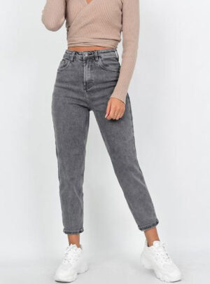 Jean mom gris tiro alto Inquieta. MOM633
